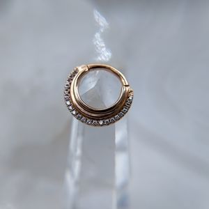Maria Tash Dhara Clicker 14k Rose Gold 16g 3/8 CZ 9.5mm